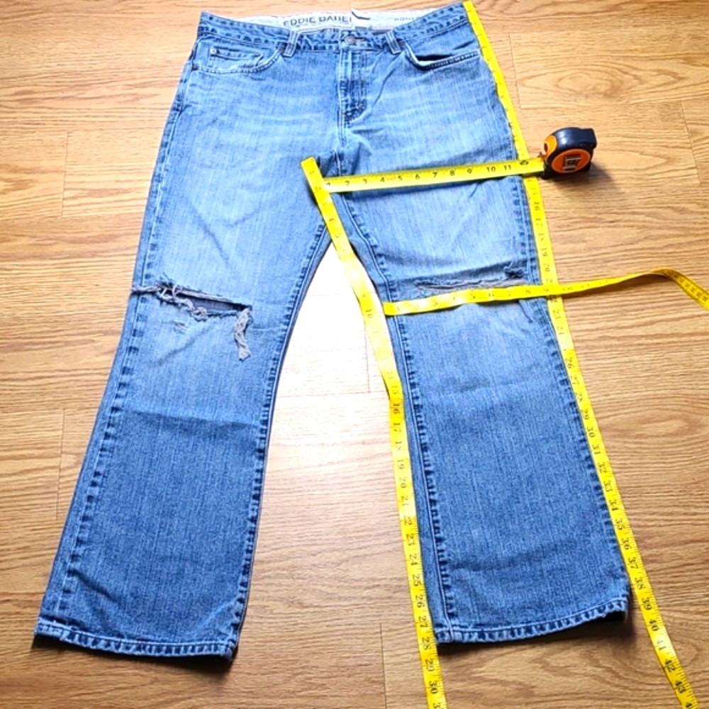 EDDIE BAUER VINTAGE 32x28 MENS BOOTCUT FIT DISTRESSED 1920 MENS BLUE JEANS